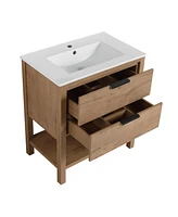 30 Inch Bathroom Vanity Plywood With 2 Drawers (Only Vanity, without Basin)