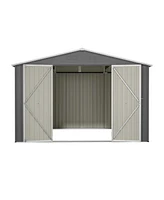10x10 Metal Storage Shed with Enhanced Frame and Doors