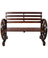2-Person Wagon Wheel Bench for Outdoor & Patio