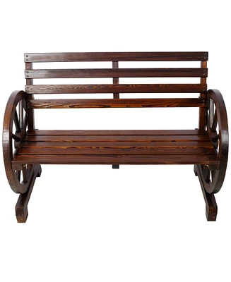 2-Person Wagon Wheel Bench for Outdoor & Patio