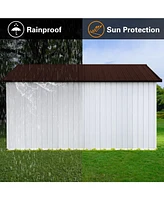 Metal garden sheds 10ftx12ft outdoor storage sheds white+coffee with window