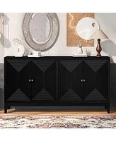 Sleek Storage Cabinet Sideboard Buffet with Vertical Line Design,Suitable for Study,Entrance and Living Room