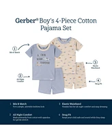 Toddler Boys' Top and Shorts Pajama Sets, 4-Piece, Cars