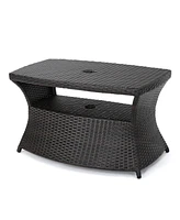 All-in-One Outdoor Side Table: Stylish Serving and Coffee Table with Umbrella Hole