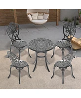 5-Piece Set Of All-Weather Cast Aluminum Dining Furniture Set With Black Frame
