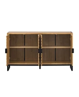 Rubberwood Veneer Sideboard Cabinet with Adjustable Shelves