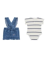 Guess Baby Girls Short Sleeve Bodysuit and Stretch Denim Skirtall Set