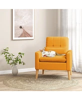 Accent Chair with Lumbar Pillow Rubber Wood Legs Padded Cushions