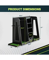 55" Wooden Golf Bag Organizer with Storage Drawers and Club Holders