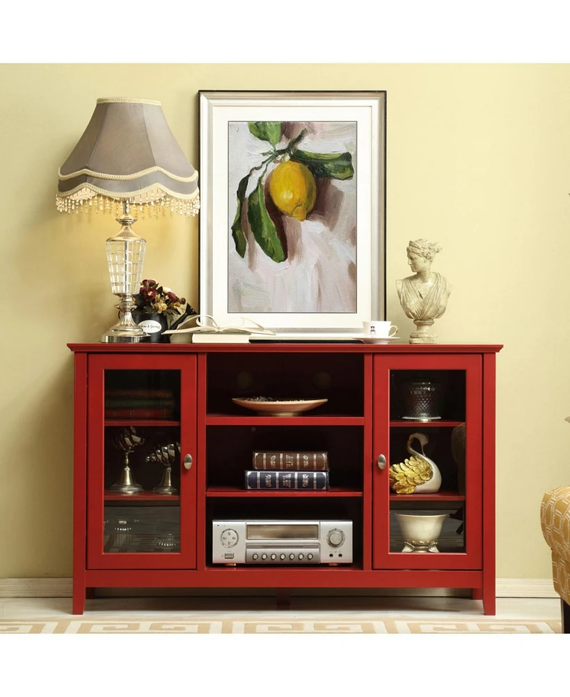 Storage Buffet Cabinet/Sideboard/Tv Console with Glass Doors,Red