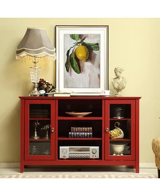 Storage Buffet Cabinet/Sideboard/Tv Console with Glass Doors,Red