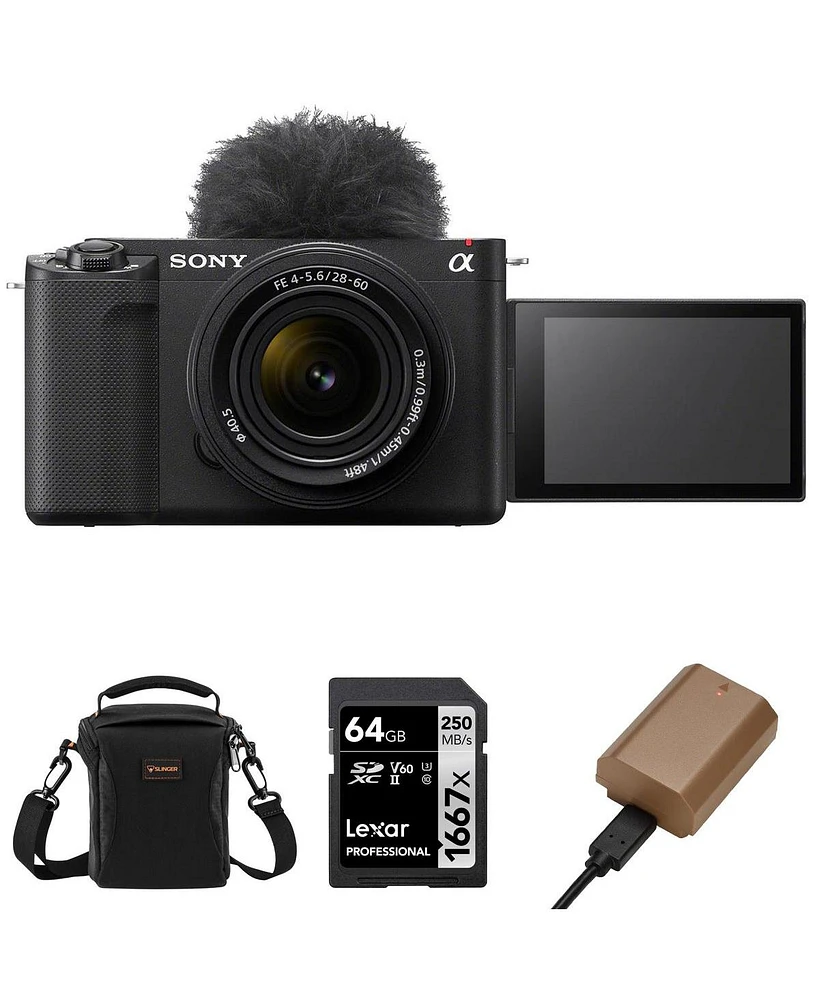 Sony Sony Zv-E1 Full-Frame Interchangeable Lens Mirrorless Vlog Camera with Fe 28-60mm f/4-5.6 Lens, Black