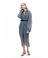 Nocturne Women's Striped Sheer Shirt Dress