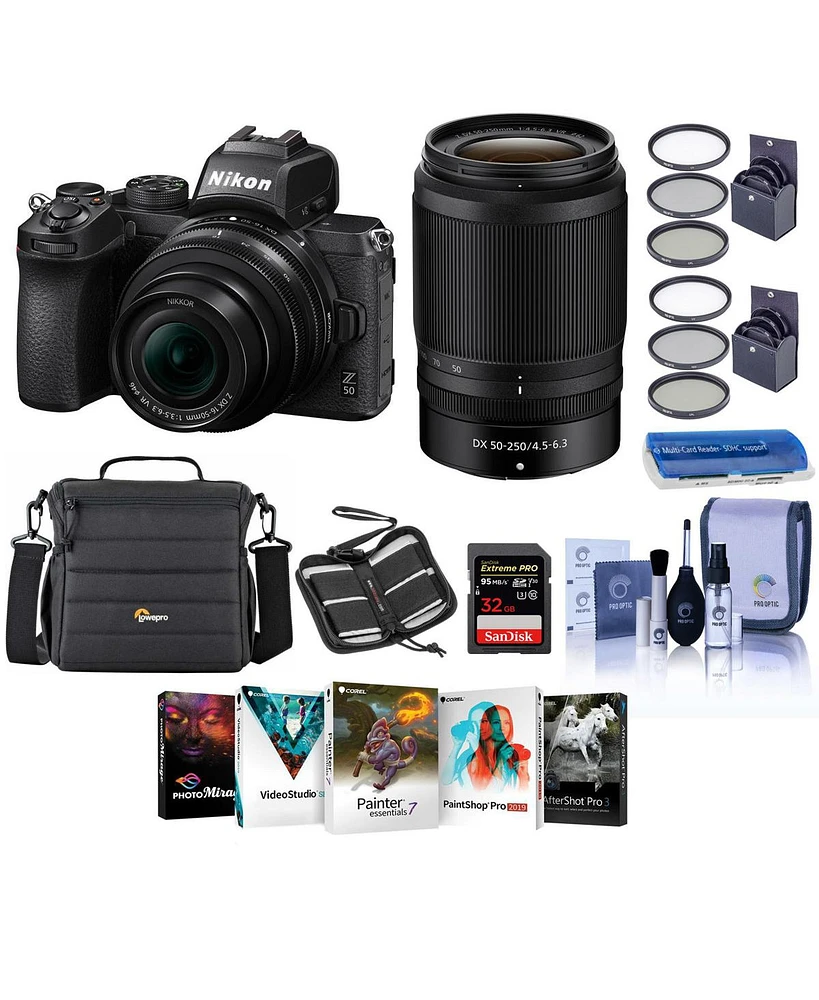 Nikon Nikon Z50 Dx-Format Mirrorless Camera with Nikkor Z Dx 16-50mm f/3.5-6.3 Vr and Z Dx 50-250mm f/4.5-6.3 Vr Lenses