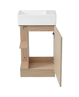 18.6" Bathroom Vanity with Sink, Bathroom Vanity Cabinet with Two-tier Shelf, Left or Right Orientation, Natural