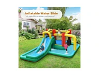 Inflatable Water Slide Bounce House with Climbing Wall & Tunnel Fun Outdoor Playset for Kids