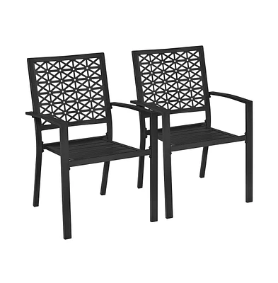 Yaheetech Set of 2 Outdoor Modern Steel Dining Chairs