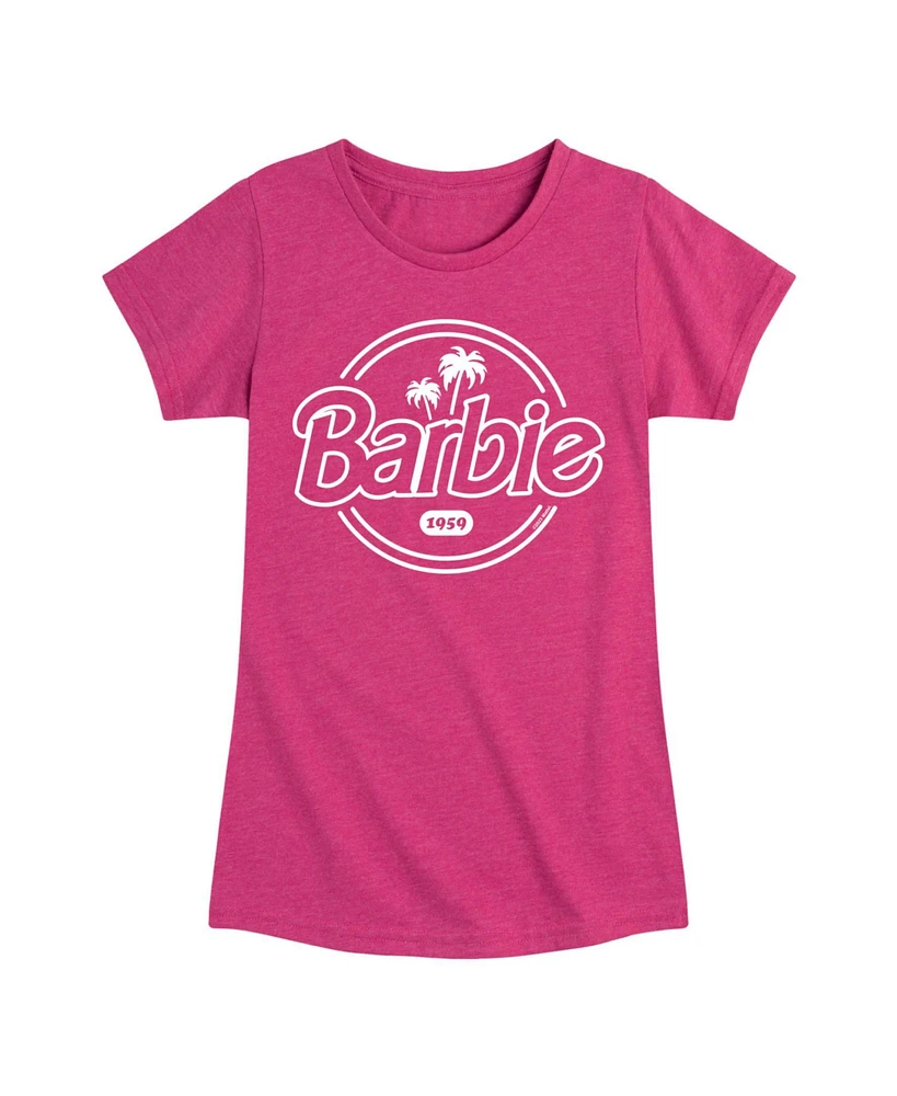 Barbie Big Girls Logo Palm Trees Graphic Short Sleeve T-Shirt