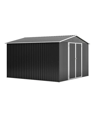 10x10 Ft Outdoor Metal Storage Shed with Lockable Doors and Frame