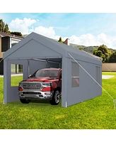 12' x 20' Portable Carport: Heavy Duty Garage with Roll-up Doors and Ventilation