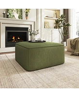 Isabella Square Ottoman, Olive Green, Corduroy