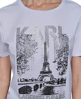 Karl Lagerfeld Paris Women's Embellished Scene Graphic T-Shirt
