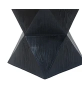 Concrete Side Table with Prismatic Shape and Wood Grain Texture