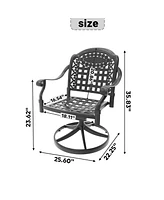 Cast Aluminum Patio Swivel Chair 2PCS With Black Frame and Cushions In Random Colors