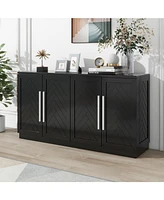 Black 4-Door Sideboard with Adjustable Shelves