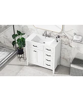36" Bathroom Vanity with Sink Combo, White Bathroom Cabinet with Drawers, Solid Frame and Mdf Board