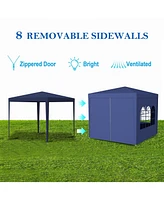 10'x10' Party Tent Outdoor Heavy Duty Gazebo Wedding Canopy + 4 Removable Walls, Blue