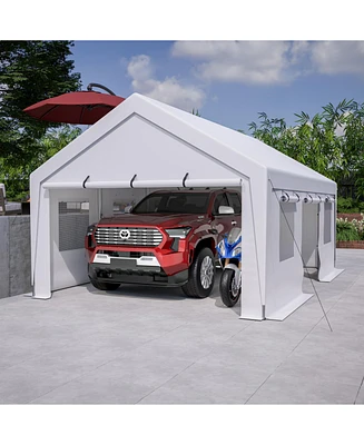 13x20 Heavy Duty Steel Carport Storage Canopy Garage Tent w/ Removable Sidewalls