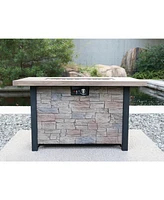 44-Inch Outdoor Fire Pit Table with 50K Btu, Cultured Stone Effect