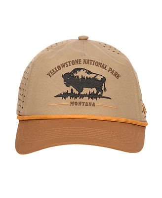 Generic Men's Yellowstone National Park 5-Panel Brown and Tan Unstructured Hat
