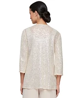 Alex Evenings Women's Sequined 3/4-Sleeve Jacket & Chiffon Shell Set