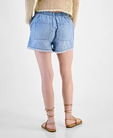 Celebrity Pink Juniors' Pull-On Utility Chambray Shorts