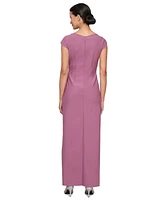 Alex Evenings Petite Pleated Side-Embellished Gown