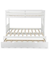 Twin Pull-Out Bunk Bed with Trundle Wooden Ladder