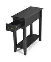Gymax Set of 2 Nightstand 2 Tier End Bedside Sofa Side Table w/Drawer &Shelf