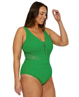 Becca Etc Plus Color Play Tummy-Control One-Piece Swimsuit