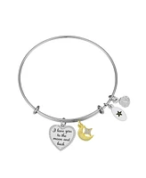 Unwritten "I Love You To The Moon and Back" Heart Charm Bangle Bracelet