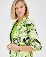 Kasper Women's Tropical-Print Linen-Blend Jacket