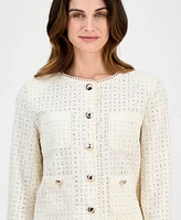 Anne Klein Women's Cotton Eyelet Button-Front Jacket