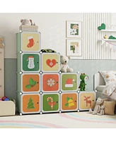 12 Cube Wardrobe Closet with Hanging Section and Doors For Kids
