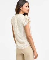 Anne Klein Women's Flutter-Sleeve Tie-Neck Blouse