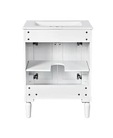 Modern 24" Single Sink Bathroom Vanity Cabinet with Top Sink & Storage Shelves