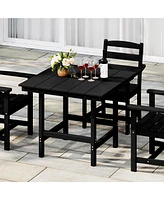 Outdoor Hdpe 36" Square Patio Dining Table with Umbrella Hole