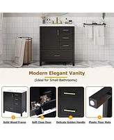 30" Black Bathroom Vanity with Soft-Close Storage