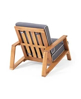 Contemporary Acacia Wood Adirondack Club Chairs with Water-Resistant Cushions