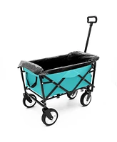 Multi-Use Foldable Wagon Cart with Liner Bags, Blue